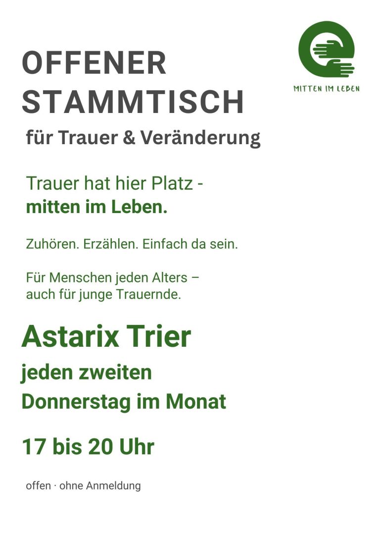 Nächster Stammtisch am 14.08 im Astarix Trier Plakat offener Stammtisch